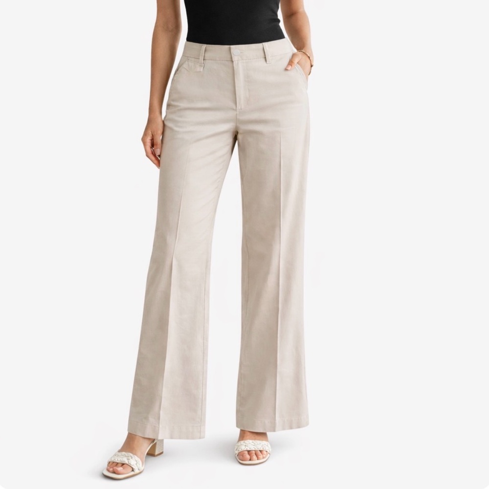 Talbots Neutral Wide-Leg Pants in Light Beige